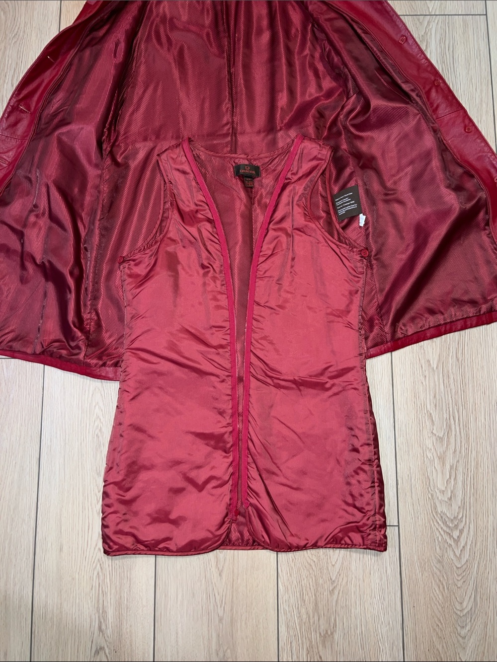 Danier Red Leather Button-Front Trench Coat - Picture 10 of 16